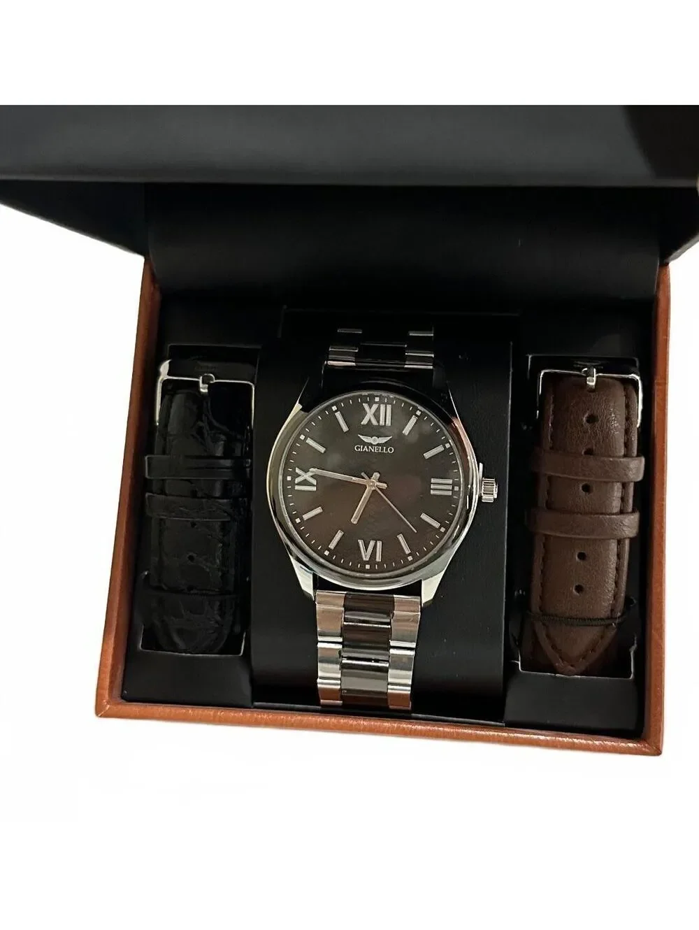 NEW Gianello Men's Wristwatch Interchangeable Strap Set Italian Design Watch BL